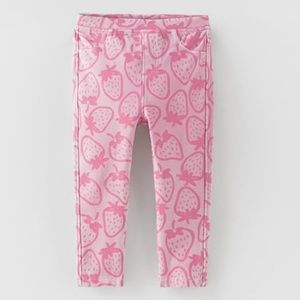 ZARA Strawberry Elastic waist Leggings With back pockets NWT Size 12-18